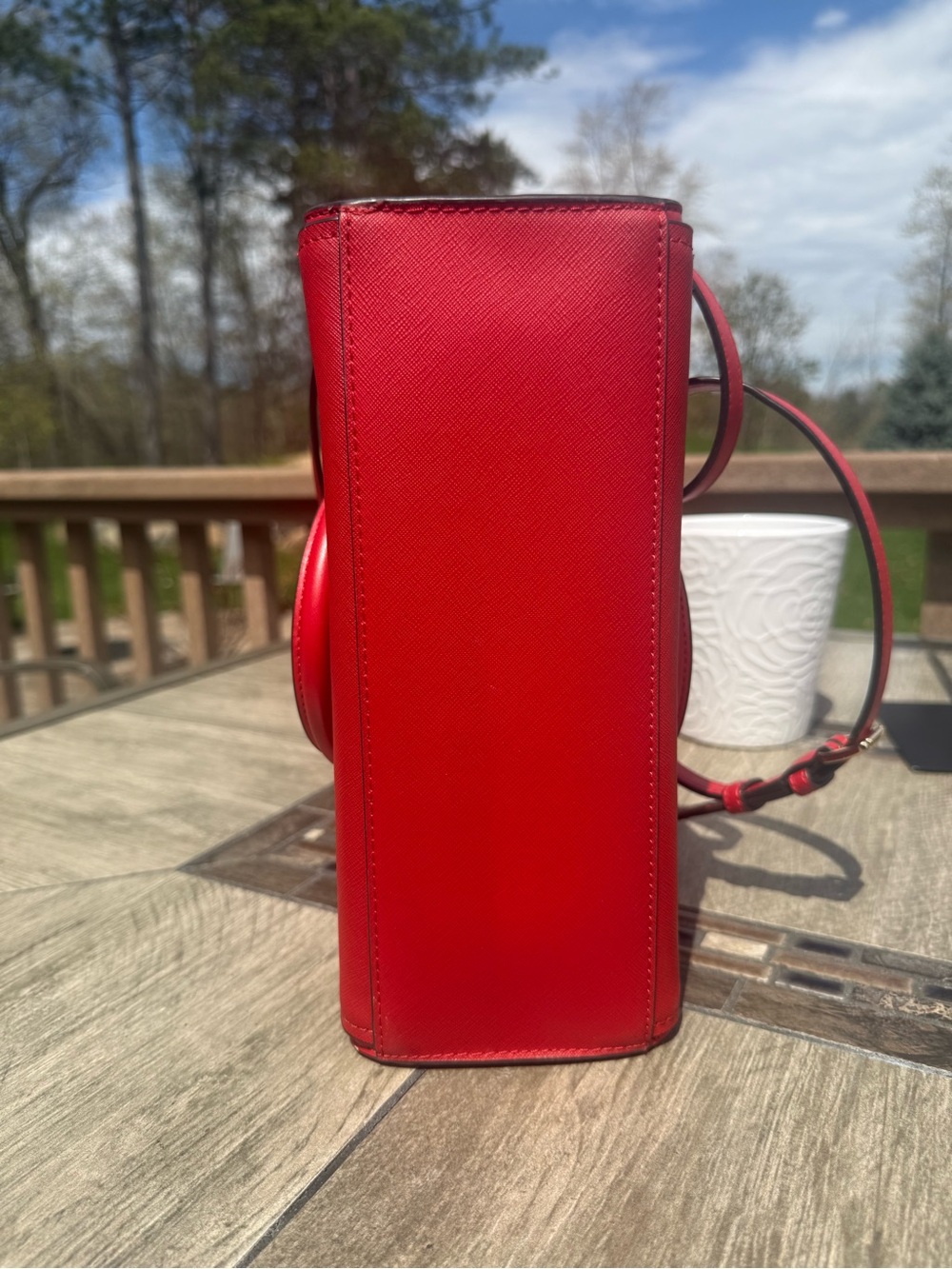 EUC Michael Kors Hope Red Saffiano Satchel Crossbody with Detachable Strap - Picture 7 of 11